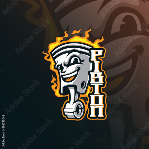 Piston mascot logo design vector with modern illustration concept style for badge, emblem and t shirt printing. Smart Piston illustration for sport and esport team.