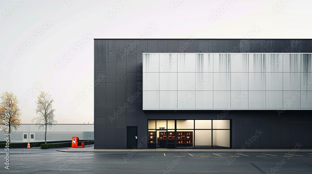Modern Warehouse Architecture with a Small Office Unit on the Exterior Modern Warehouse Architecture with a Small Office Unit on the Exterior
