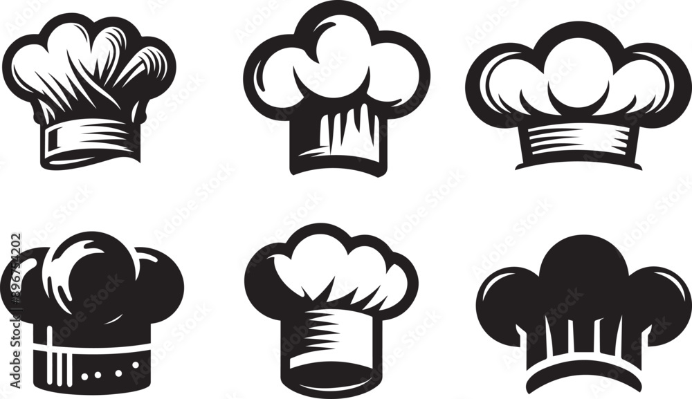 Chef icon set, Black and white vector. Chef icon set, Black and white vector.
