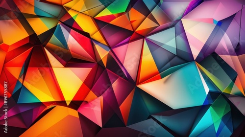 Vivid geometric abstract art with colorful overlapping shapes