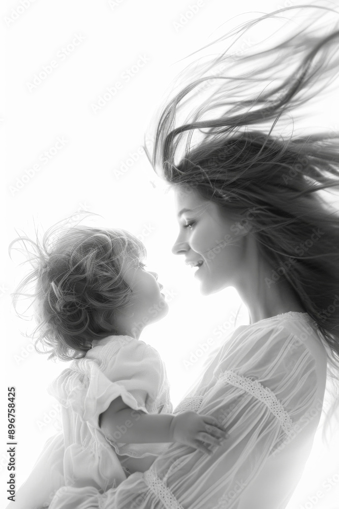 Black and white motherhood concept Black and white motherhood concept