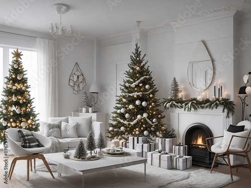 Christmas Scandinavian minimalistic interior