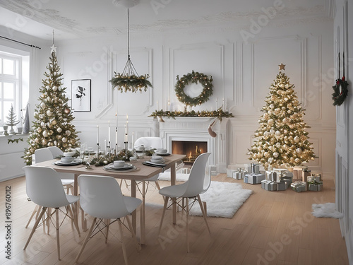Christmas Scandinavian minimalistic interior