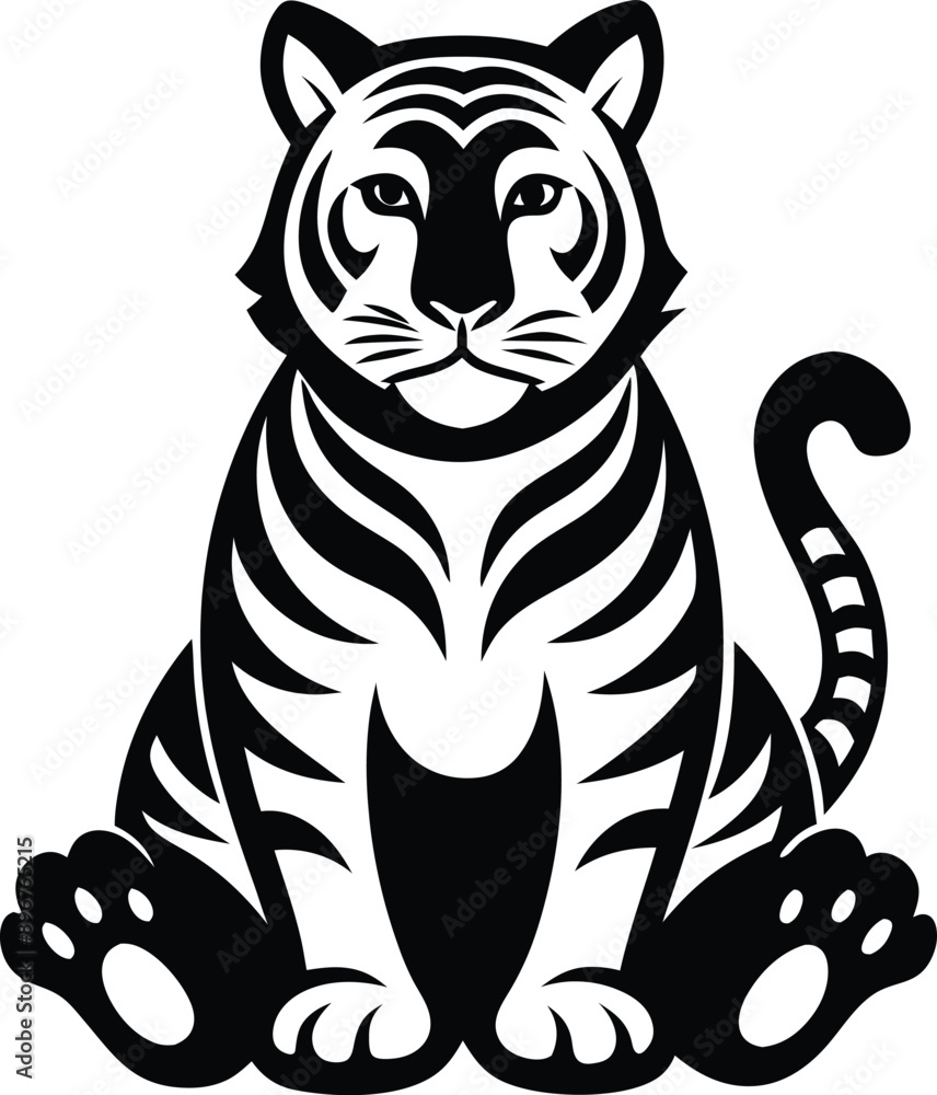 Obraz premium Striking black tiger stencil clipart for dramatic designs.