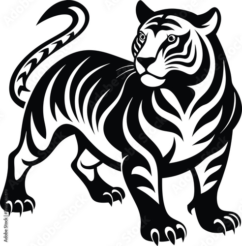 Wallpaper Mural Striking black tiger stencil clipart for dramatic designs. Torontodigital.ca