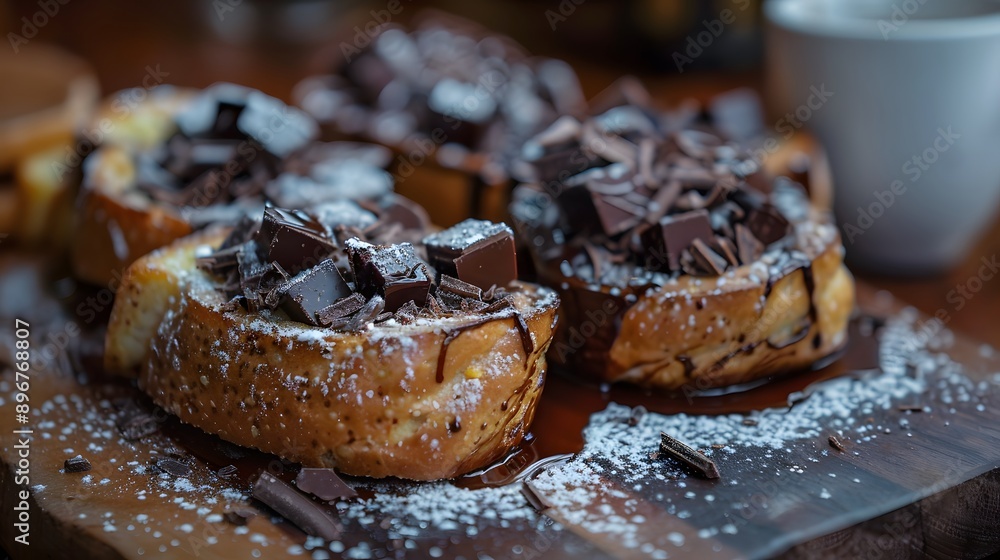 Bread with delicious chocolate and sugar topping Bread with delicious chocolate and sugar topping