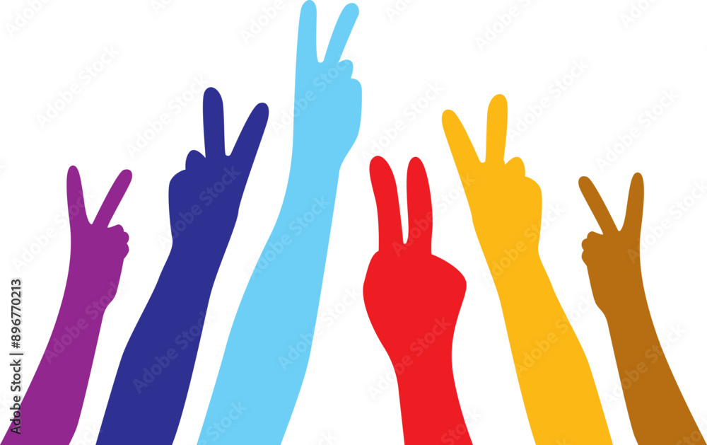 Fototapeta premium Group of hands raising for up for wining vector icon.