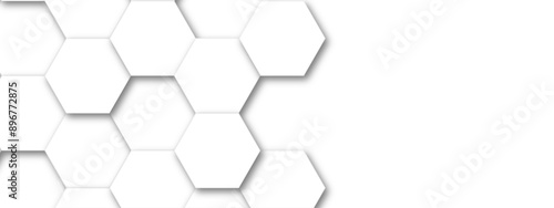 Abstract white hexagon pattern background. Abstract hexagon technology design background. Futuristic honeycomb mosaic white background. Vector Illustration. 