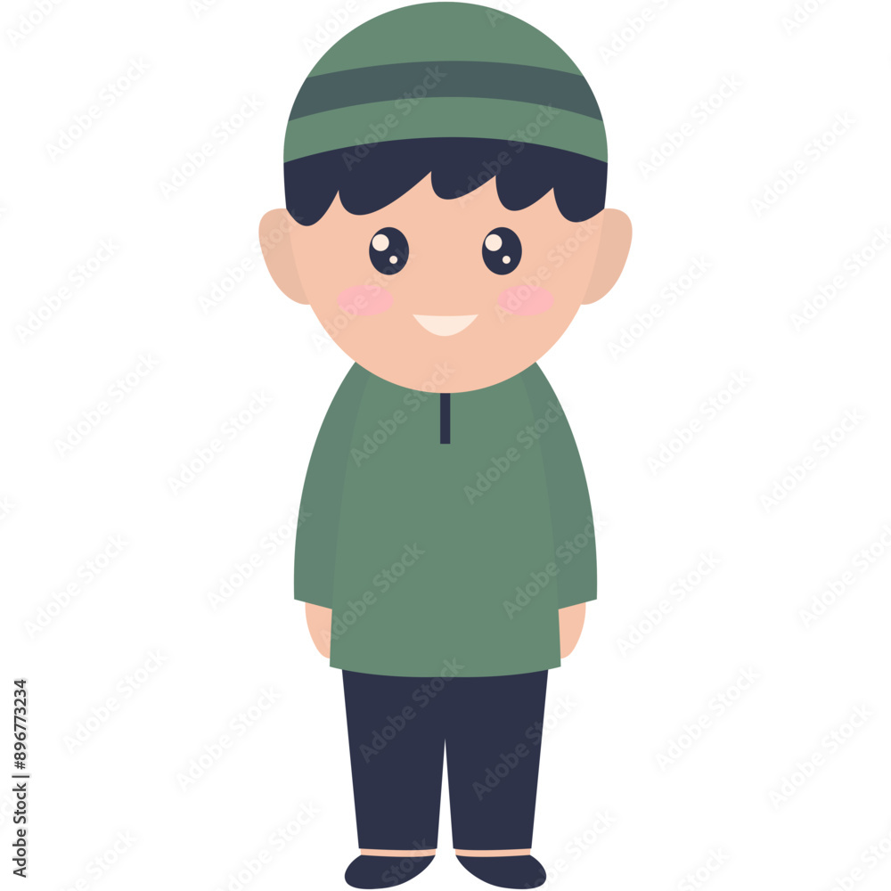 Cute Kids Muslim Character with Flat Cartoon Style. Vector Illustration Cute Kids Muslim Character with Flat Cartoon Style. Vector Illustration