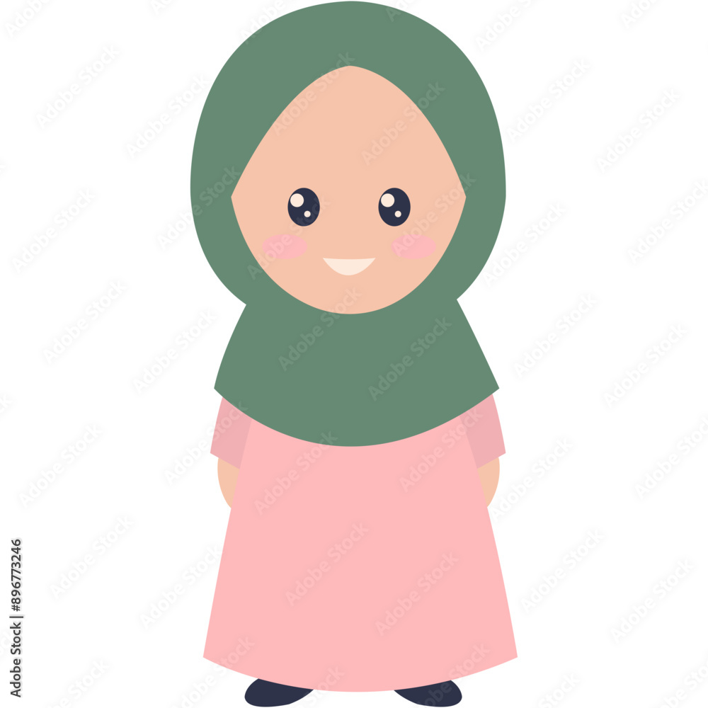 Cute Kids Muslim Character with Flat Cartoon Style. Vector Illustration Cute Kids Muslim Character with Flat Cartoon Style. Vector Illustration