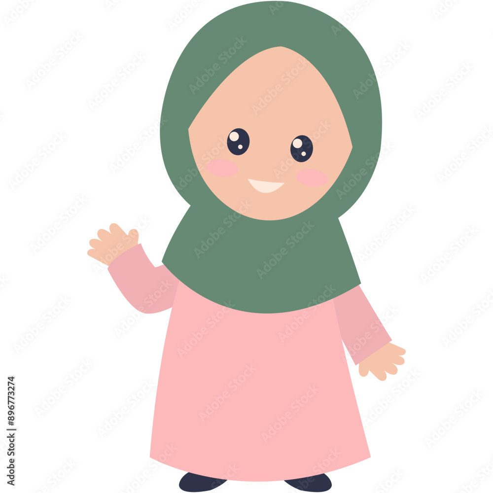 Cute Kids Muslim Character with Flat Cartoon Style. Vector Illustration Cute Kids Muslim Character with Flat Cartoon Style. Vector Illustration