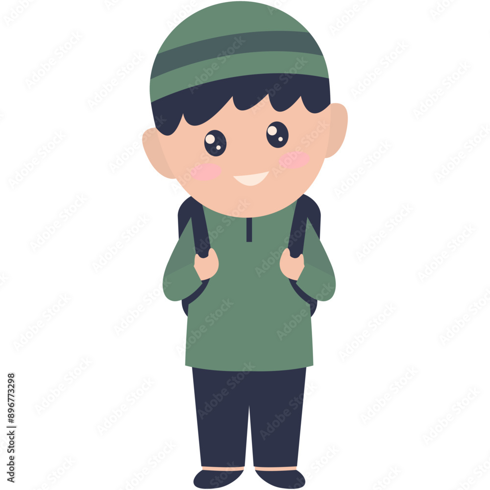 Cute Kids Muslim Character with Flat Cartoon Style. Vector Illustration Cute Kids Muslim Character with Flat Cartoon Style. Vector Illustration
