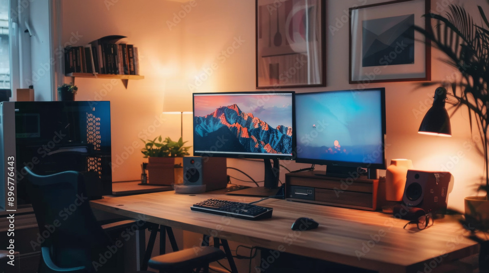 High resolution image of a clean minimalistic home office High resolution image of a clean minimalistic home office