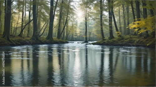 Woodland and untouched landscape photograph forest scene water s photo