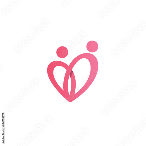 Love People Logo vector. Heart Human Icon. Mom and Child Logo