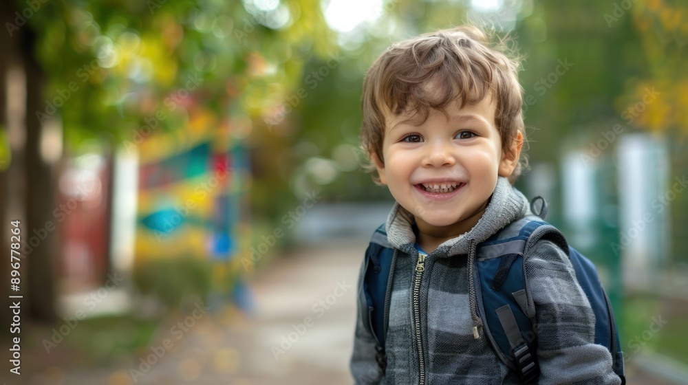 A child is happy on the first day of school and has learned new things. more at school A child is happy on the first day of school and has learned new things. more at school