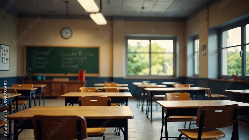 blur background of interior design of empty classroom generate ai blur background of interior design of empty classroom generate ai