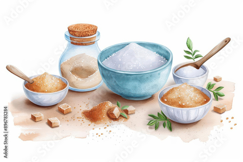 Brown sugar flat design front view dessert recipe theme water color Complementary Color Scheme.