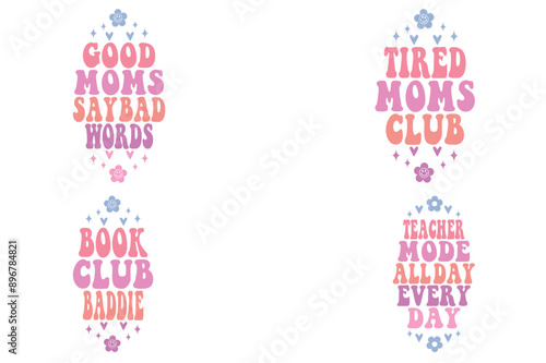 Good moms say bad words, Tired Moms Club, book club baddie, Teacher Mode All Day Every Day teacher keychain designs