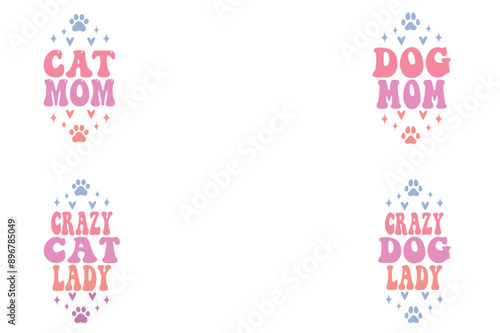 Cat mom, dog mom, crazy cat lady, crazy dog lady retro dog and cat keychain designs
