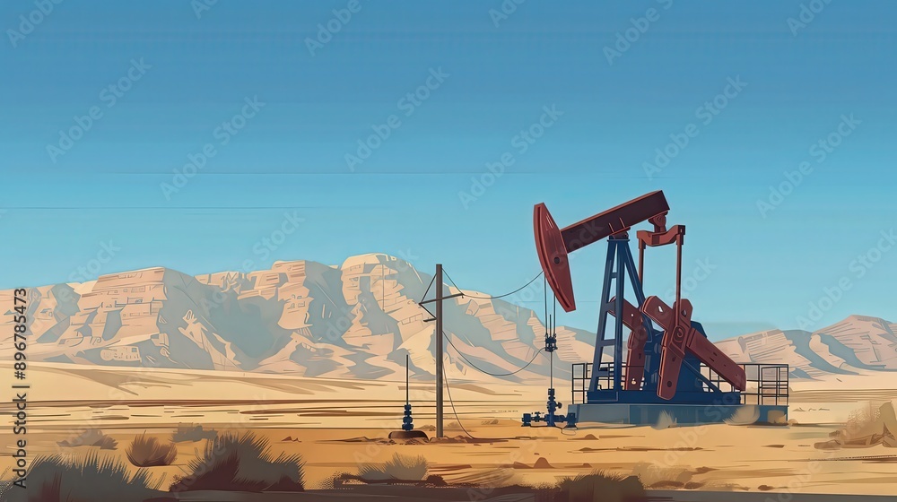 Oil Pumpjack in Desert Landscape Oil Pumpjack in Desert Landscape