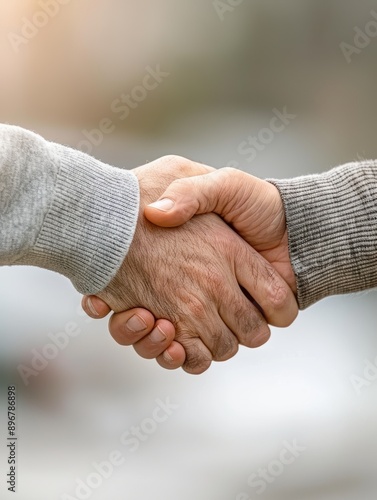 Wallpaper Mural End Conflict  Two people shaking hands after a longstanding feud, indicating reconciliation Torontodigital.ca
