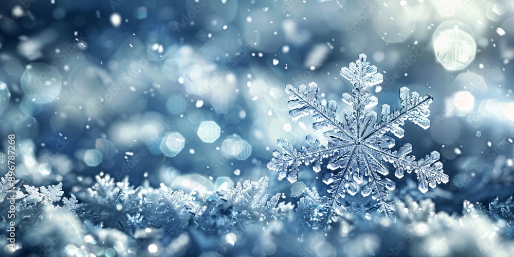 Close-up of a snowflake. Close-up of a snowflake.