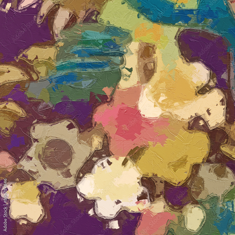 Naklejka premium Oil paintings and various flowers, birds, roses, peonies, chrysanthemums, cranes, butterflies, sika deer, tigers, are all beautiful