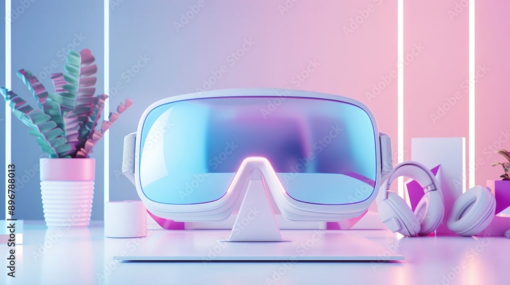 Mixed reality setup with AR glasses, futuristic and innovative. Mixed reality setup with AR glasses, futuristic and innovative.