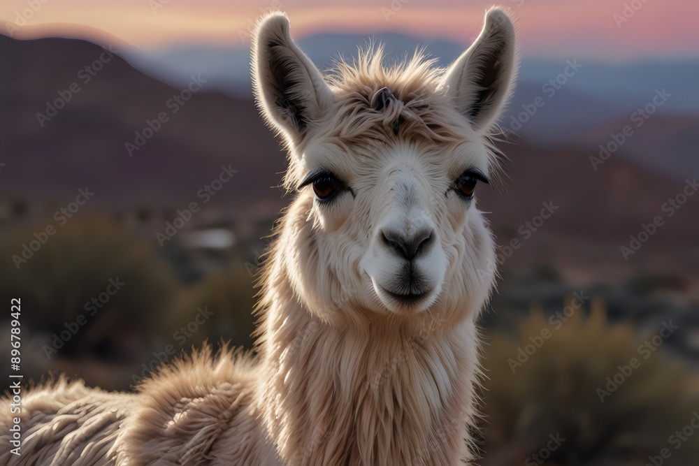Obraz premium Majestic Llama in the Desert Twilight