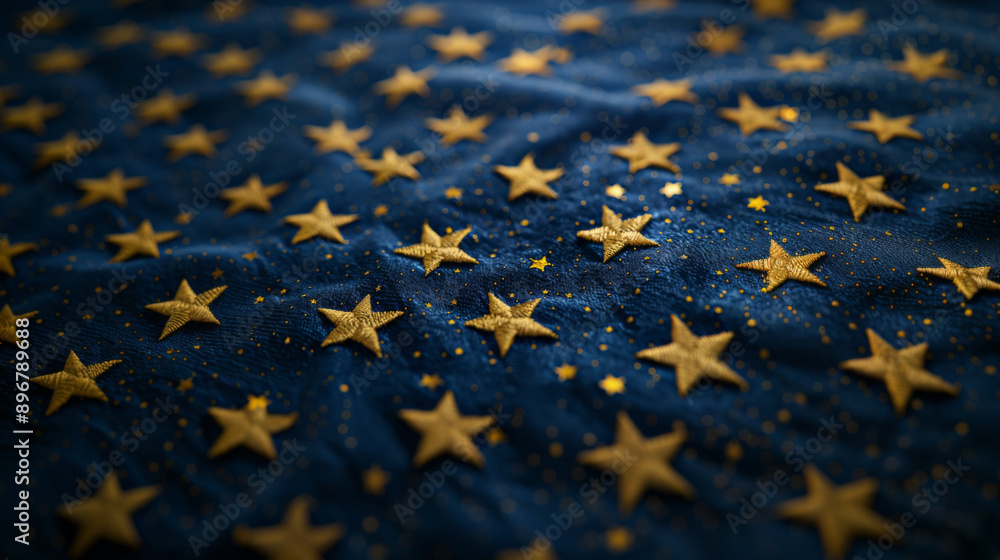 Close up of gold embroidered stars Close up of gold embroidered stars