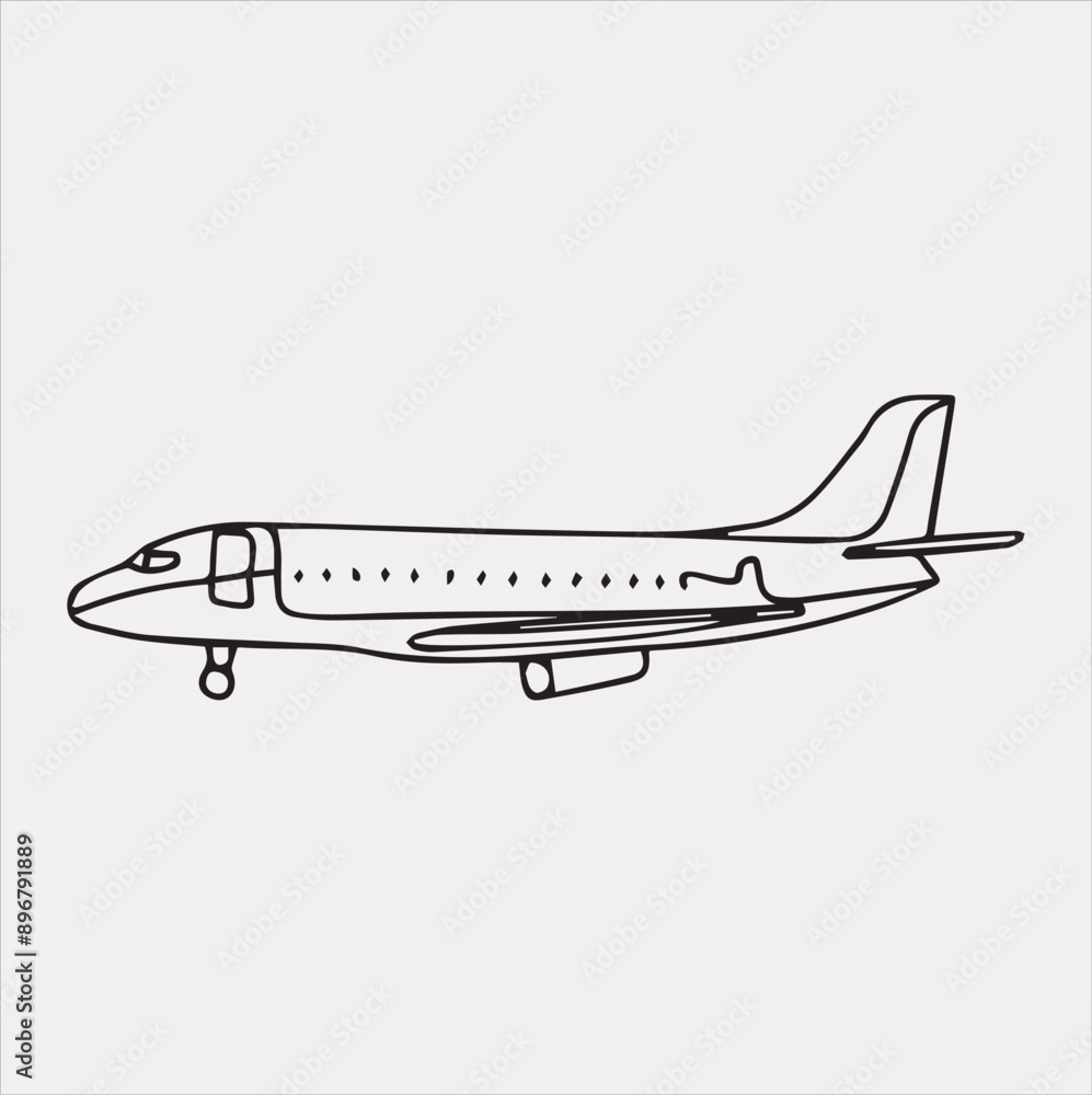 one-line art airplane silhouette vector on a white background one-line art airplane silhouette vector on a white background