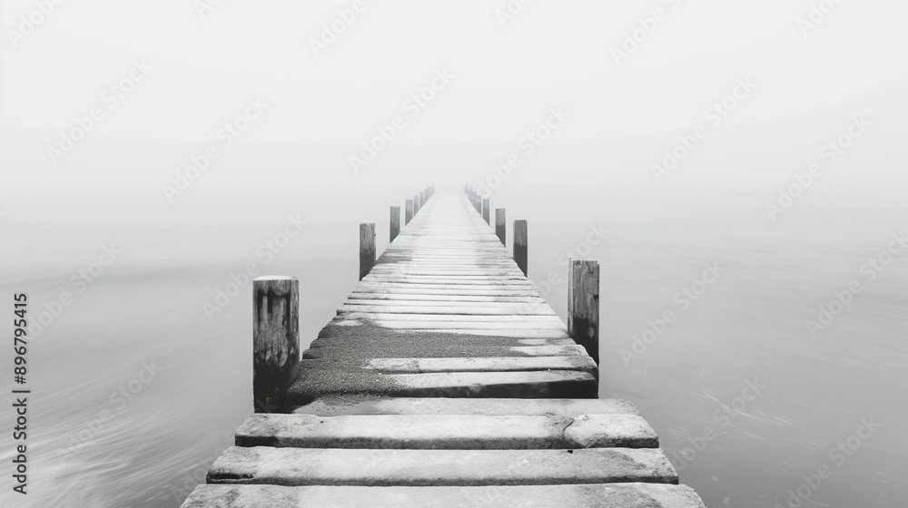 Fototapeta premium One sea photo, white monochrome photo, all in a white color scheme, misty white color palette
