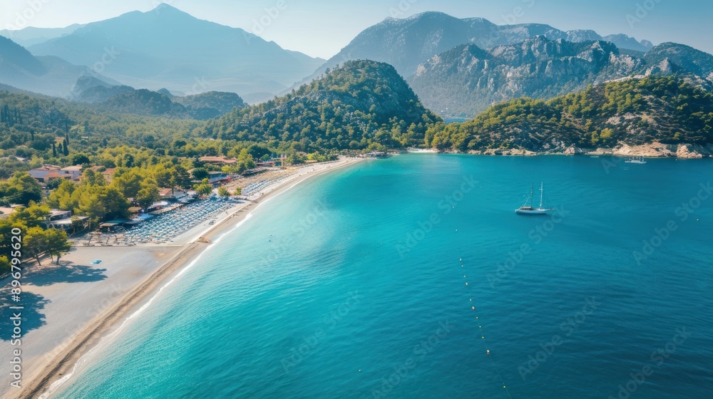 Aerial View of a Pristine Beach with Turquoise Waters Aerial View of a Pristine Beach with Turquoise Waters