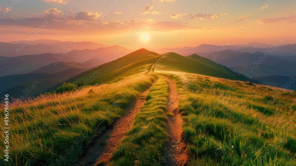 Fototapeta premium Sunset Trail in the Mountains