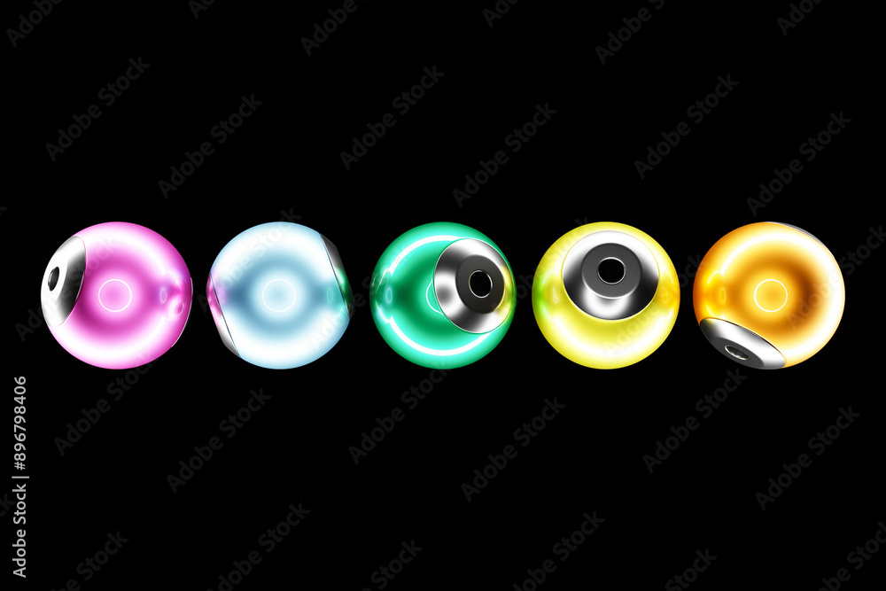 3d illustration of a colorful spheres on a black background. Digital metaball background of flying 3d illustration of a colorful spheres on a black background. Digital metaball background of flying