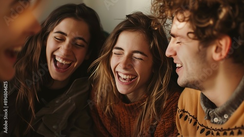 Three Friends Laughing Close-Up Portrait © Koplexs-Stock