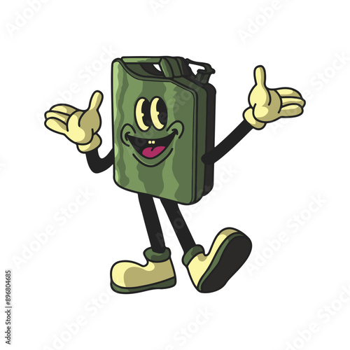 Vintage Jerry Can Cartoon Character 90's Premium Vector