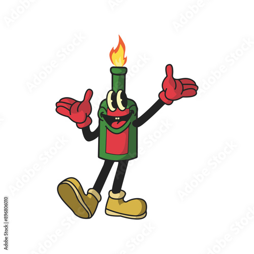 Vintage Molotov Cartoon Character 90's Premium Vector