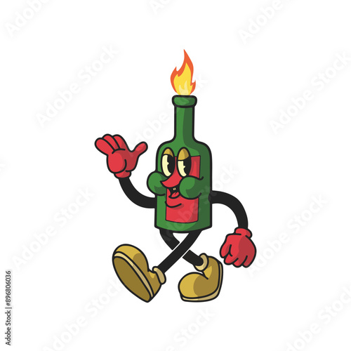 Vintage Molotov Cartoon Character 90's Premium Vector