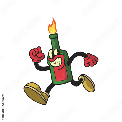 Vintage Molotov Cartoon Character 90's Premium Vector