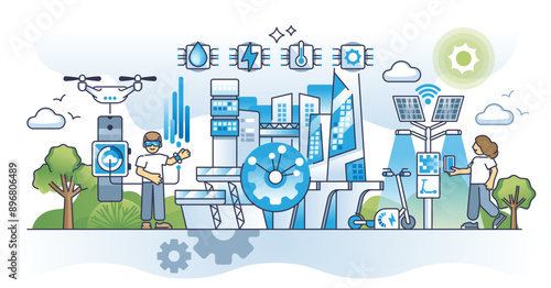 Dawn of smart cities and modern IOT technology connection outline concept, transparent background. Society progress and access to urban mobility, effective connections and automation illustration.