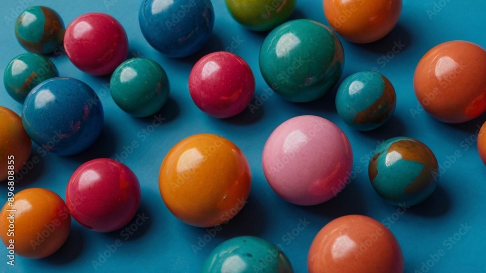 image features vibrant, colorful spheres floating gracefully against a deep blue background. Each sphere displays a unique pattern and hue, creating a dynamic and captivating visual experience full of image features vibrant, colorful spheres floating gracefully against a deep blue background. Each sphere displays a unique pattern and hue, creating a dynamic and captivating visual experience full of