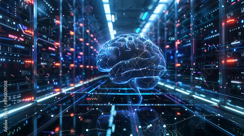AI machine learning model training on a futuristic supercomputer, UHD, Masterpiece 