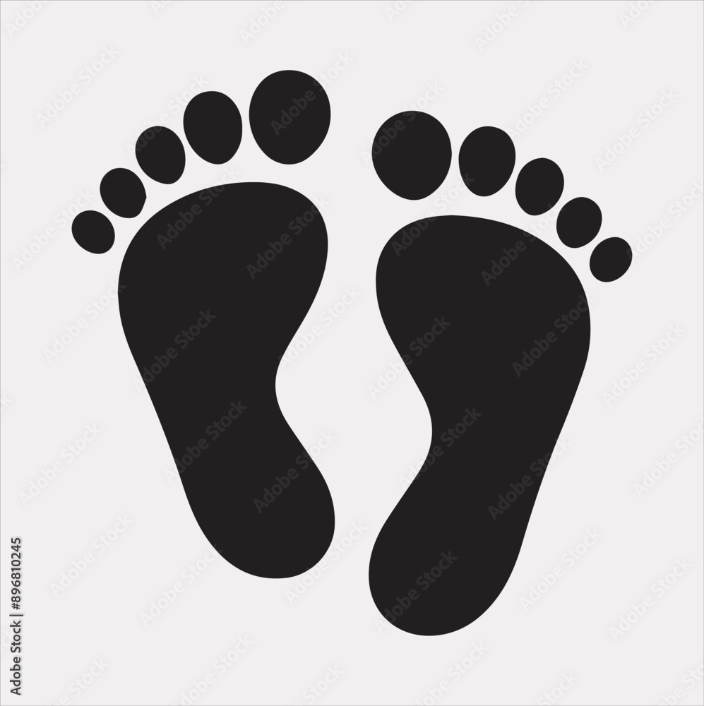 Baby Footprint silhouette vector on a white background Baby Footprint silhouette vector on a white background