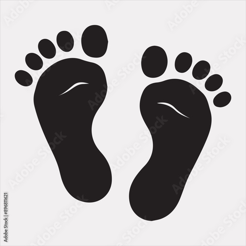 Baby Footprint silhouette vector on a white background
