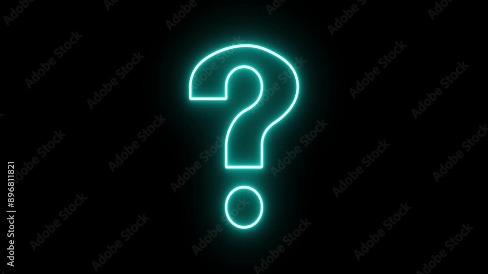 Glowing blinking neon question mark on alpha channel background. Flickering question mark sign animation Glowing blinking neon question mark on alpha channel background. Flickering question mark sign animation