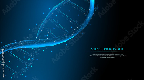 Science and technology background. DNA helix in futuristic technology style. Genetic and biology vector illustration
