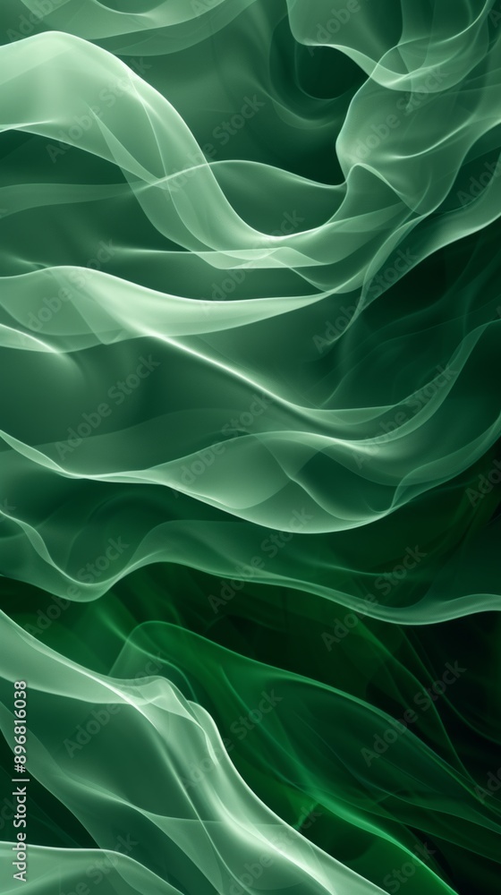Fototapeta premium Abstract green flowing wave pattern, ethereal and dynamic art concept