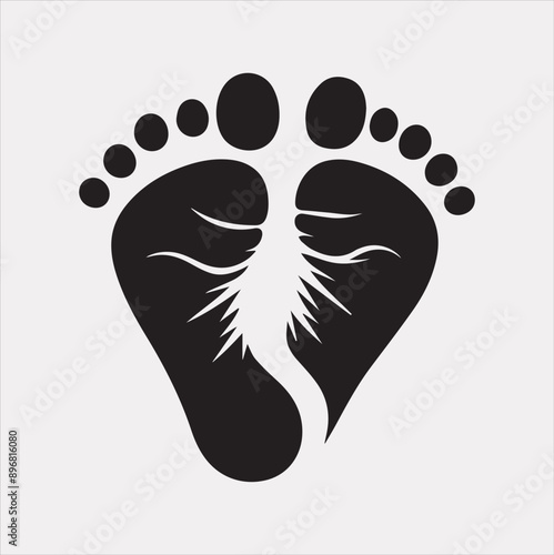 Baby Footprint silhouette vector on a white background
